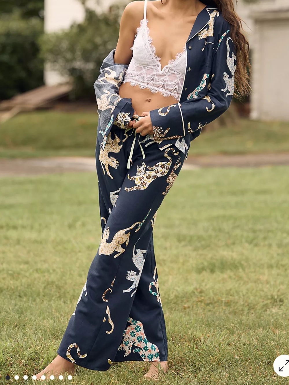 Anthropologie Navy Printed pajama pants modal cotton blend XS
